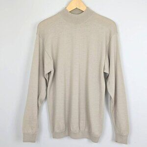 BELLISSIMO Moda Italia Men's Oatmeal Sweater Pullover Crew Neck Merino Wool Sz S